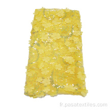 2021 nouveau tissu de robe jaune clair tissu à paillettes